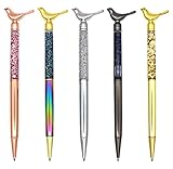 Gullor 5 Pieces Metal Bling Small Bird Retractable Ballpoint Pen for School Office Home Travel Gift Supplies, Multicolored