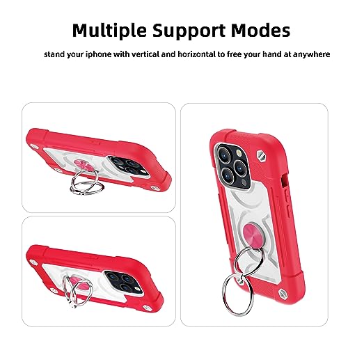 Image of MARKILL Compatible with iPhone with Built-in 360Rotating Ring Stand, Military Grade Drop Protection Full Body Rugged Heavy Duty Case Durable Cover (Hot Pink, iPhone 15 Pro Max 6.7 inch)