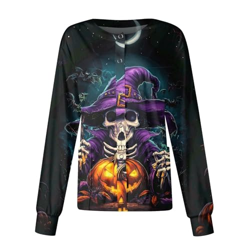 Printed Scrub Jackets for Woman Print Long Sleeve Plus Size Womens Scrubs for Women Nursing Jacket with Pockets