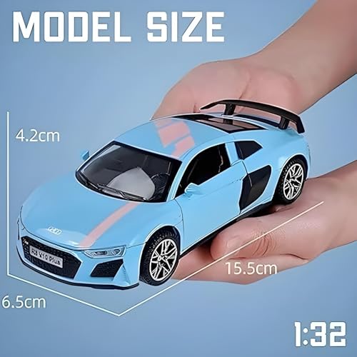 Image of Die-Cast Model Car, 1:32 Scale, Black with Gold Accentsband Hood Pull Back Super Car with Openable Doors Sound and Light for Birthdays Gift Party Decorations (Audi 1:32)
