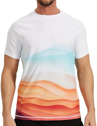 Witte / Blauw UV-werende Zwemshirt Voor Heren, Moorea, UPF 50 - Ker Sun
