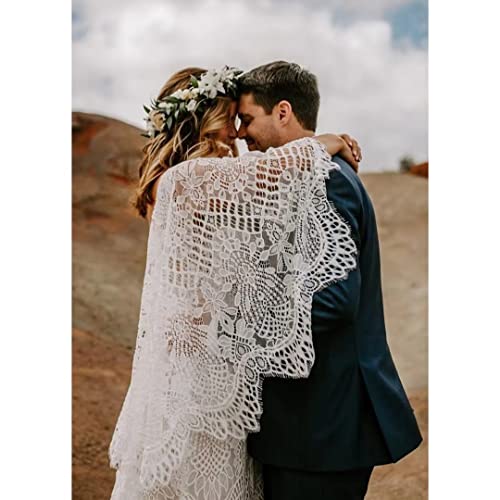 Boho Wedding Dresses for Bride Lace Mermaid Bridal Dress V Neck Cape Sleeve Beach Bohemian Vintage Wedding Gown4