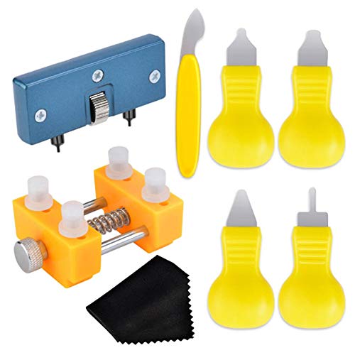 Uhrenreparatursatz, Uhrbatteriewechsel-Werkzeugsatz mit Reinigungstuch, Uhrrückenentfernungswerkzeug für die Uhrenreparatur (8-teilig) Cover