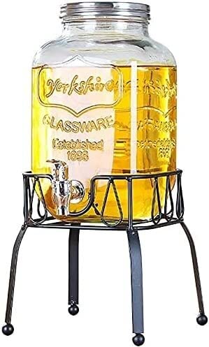 GPECTIFO Distributore di Bevande Dispenser di Birra con Coperchio in Vetro, Acqua, Succo, Birra, Vino, Baijiu, Bicchieri for Le Migliori Bevande Fredde, 4L/5L/8L(5l)