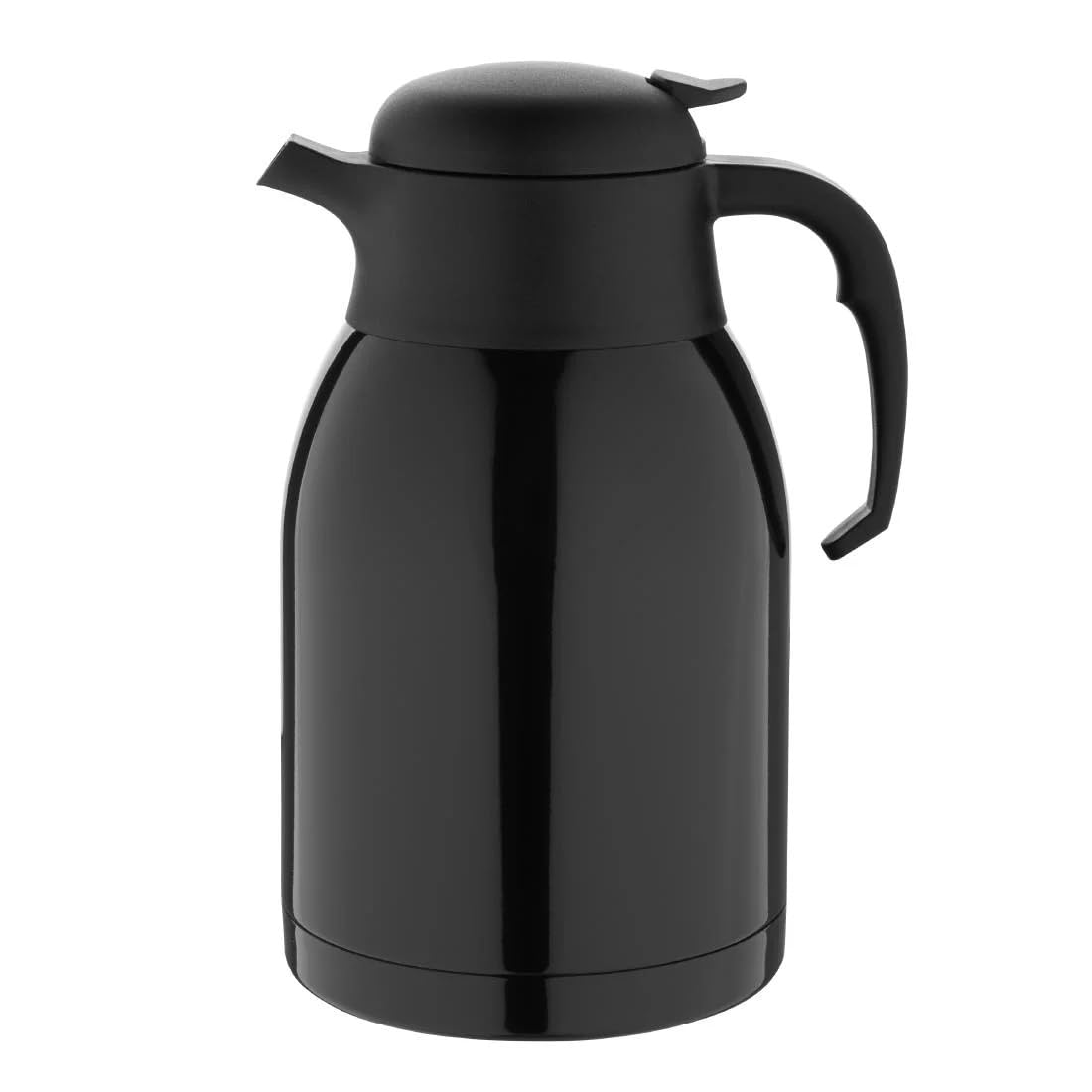 Olympia Vacuum Jug Black 2Ltr - Suitable for Hot and Cold Drinks, Thumb-Operated Lid DM184