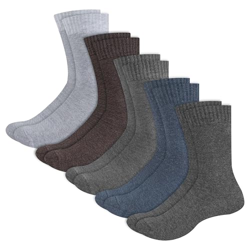 Image of SWAGR Thermal Woolen Winter Calf Length Socks for Men Thick Terry Towel Cushion Socks, Free Size, Pack of 5, Multicolour