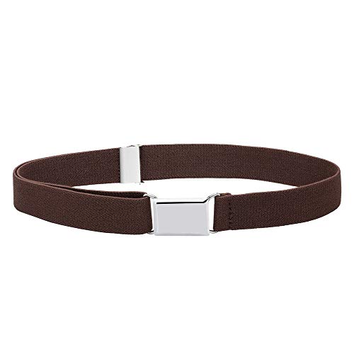 Buyless Fashion Kids Toddlers Baby Adjustable Elastic Stretch Belt with Silver Buckle - 5101-Brown2