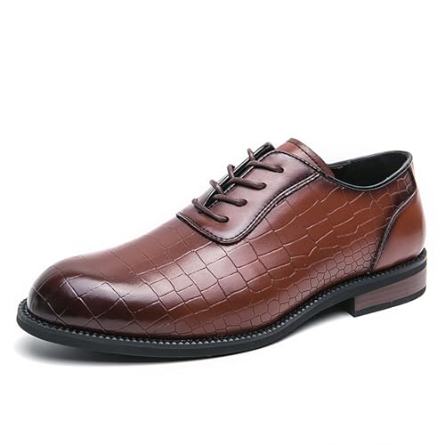 Mens Leather Printed Luxury Formal Oxfords Classic Modern Lace Up Business Dress Shoes Wedding Party Brogue Shoes