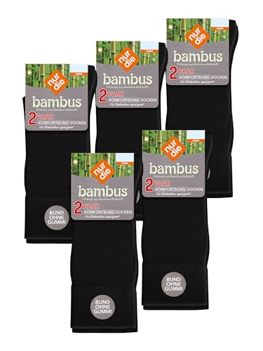 NUR DIE Herren Freizeitsocken 10-Pack Komfortbund Socken Viskose - schwarz - Größe 43-46