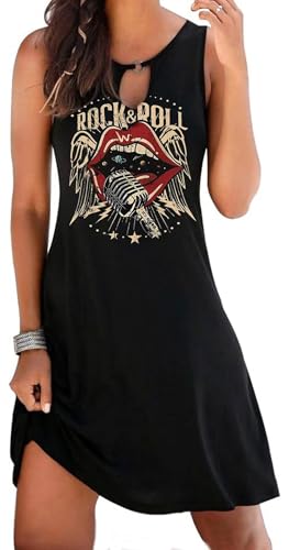 Image of AIMITAG American Flag Tank Dresses for Women USA Flag Stars and Stripes Patriotic July 4th Keyhole Neckline Beach Sundress