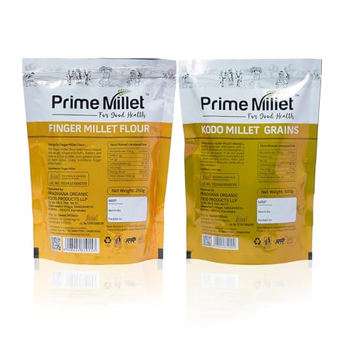 Image of Prime Millet For Good Health Organic Finger Millet Flour (Ragi Atta) | Whole Finger Millet Grain | High Fiber | Stone Ground | Premium Quality Flour for Roti, Dosa & Healthy Meals, 1.5kg(Pack of 2 x 750g)