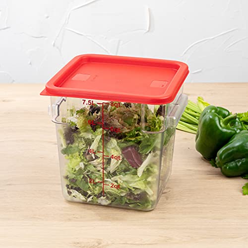 Restaurantware-LID ONLY: Met Lux Food Storage Container Lid, 1 Square Marinating Container Lid - Containers Sold Separately, with Date Indicator, Red Plastic Lid, Dishwashable, Freezable by Restaurantware - Image 4