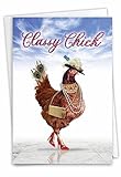 NobleWorks - 1 Funny Happy Birthday Notecard - Women's Humor Greeting Card with Envelope - Classy Chick C7230BDG