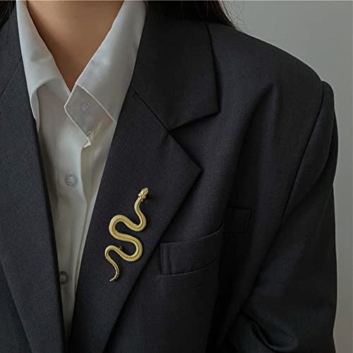 Image of Punk Men Snake Gold Brooch for Women Brooch Lapel Pin,Snake Chain Brooch Pin Coat Jewelry Accessories Brooch Shawl Pin for Women Girls Collar Brooch