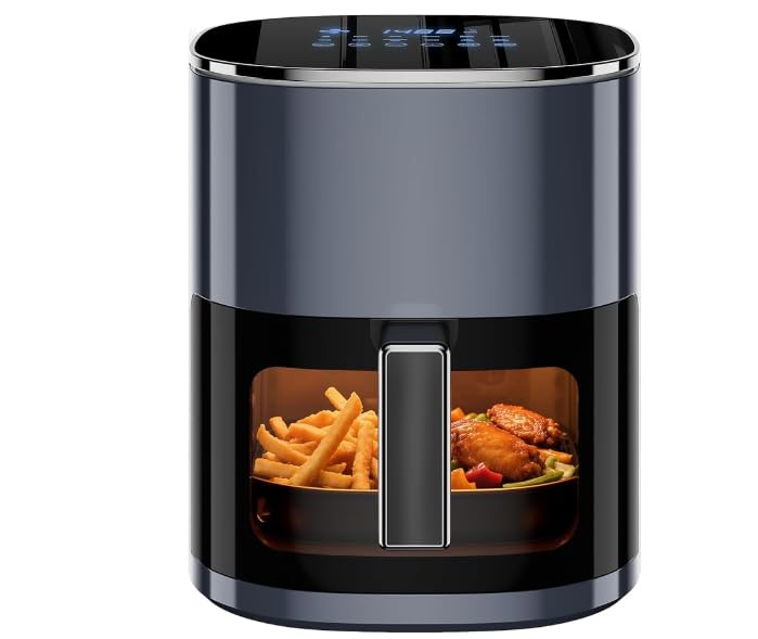 Image of Simple Deluxe 12-in-1 Air Fryer 6.34 Qt, Digital Preset Airfryer with Visible Window, Nonstick and Dishwasher-Safe Basket, Air Fry, Roast, Bake, Dehydrate, Fries, 1700W, Gary