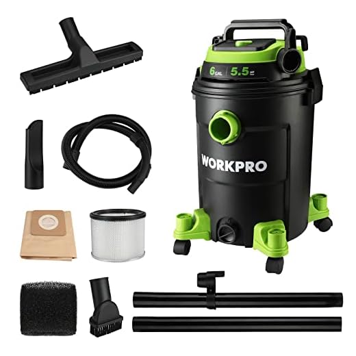 WORKPRO 6 Gallon Wet/Dry Vacuum, 5.5 Peak HP Shop Vac Cleaner with HEPA Filter, Hose and Accessories for Home/Jobsite