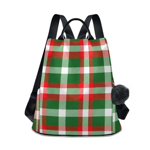 Sac à dos traditionnel de voyage rouge à carreaux avec plusieurs poches pratiques
