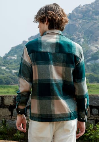 CAHOOT Men's Green Checkered Oversized Fit Full Sleeve Casual Shirt | Relaxed oversized fit in a breathable green check weave - Image 4