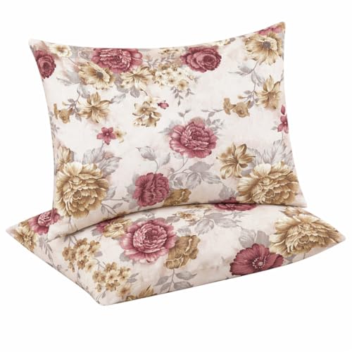 Image of DECORUM Cloud Cotton Double Bedsheet Floral Print with 2 Pillow Covers | 244 TC | Ultra Soft Feel | Premium Comfort | Breathable & Skin Friendly | for Bedroom (90 x 90 Inches)