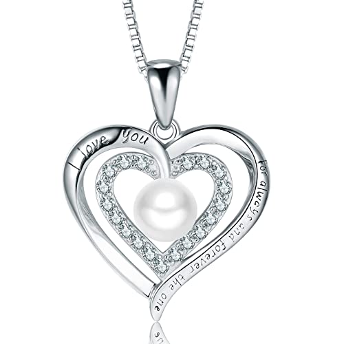 Nonnyl Love Heart Pearl Necklaces For Women Freshwater Cultured Pearls, Christmas Gifts For Mom Wife Girlfriend, Anniversary Birthday Jewelry Gifts For Her #TOP3