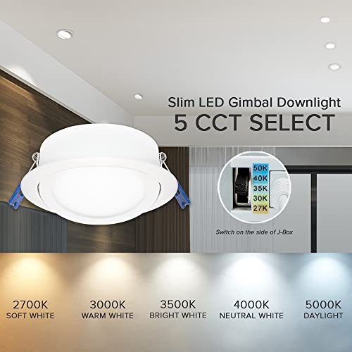 Maxxima 4" Ultra-Thin Recessed LED Gimbal Downlight 700 Lumens 5 CCT, White by Maxxima - Used condition - Image 5