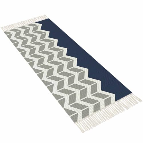 Area Rug 2x5 ft Herringbone Pattern Tassel Rug Boho Rugs