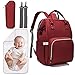 Mochilas para Pañales Biberones, Bolso de Viaje Gran Capacidad Impermeable Bolsos Cambiadores Multifunción para Cuidado de Bebé y Mamá viajes con Cambiador y Ganchos Carrito Bebé(rojo)