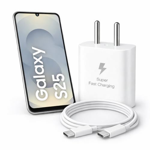 Image of 25W Charger for Samsung Galaxy S25 with Type-C to C Cable | Super Fast Charging PD Adapter for Galaxy S26 /S25 Ultra, S24 FE, M17e /A36 /A16, M15 /M17 /M55 5G, F17 /F70e /Z Fold & S /A /M /F /Z Series Phones