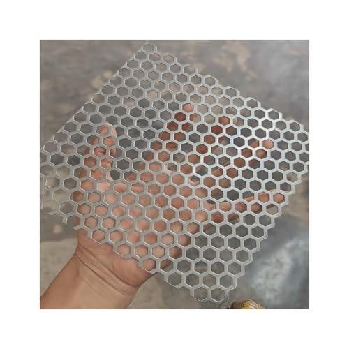 Tôles perforées en acier inoxydable, Tailles multiples argentées de maille de la feuille 6mm 8mm perforée de l'acier inoxydable 304(6mm Mesh,50x50cm/19.6x19.6in)