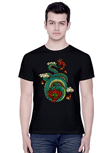 Image of CreativiT Graphic Printed T-Shirt for Unisex Dragon Tshirt | Casual Half Sleeve Round Neck T-Shirt | 100% Cotton | D00207-32