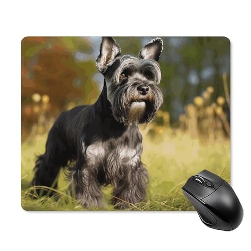 Tapis de souris carré Schnauzer 18x22cm fin avec base caoutchouc antidérapante