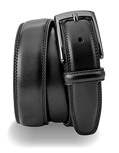 Milorde Mens Leather Belt, Fashion & Classic Designs For Work Business And Casual (Size 34 (Waist 32), Whole Black) #TOP2