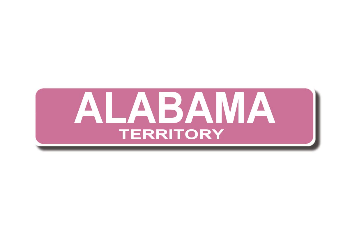 peiyeety Alabama Territory Vintage Street Sign | Rustic Location Themed Wall Decor Retro Metal Plaque for Home Garage Bar Farmhouse Patio Man Cave Waterproof Durable Wall Art 4x16 Inch
