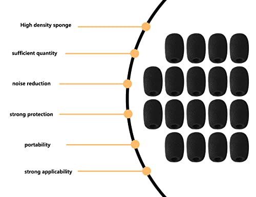 ZoeTekway 18 Stück Schwarz Popschutz Kopfhörer Mikrofon Schaumstoff Spuckschutz Windschutzscheibe für Bühnenperformance Treffen