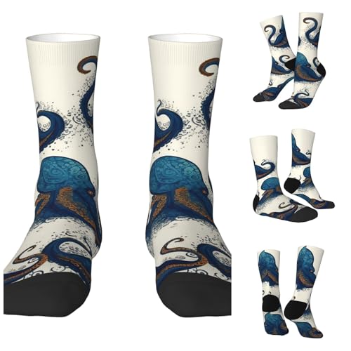 LZQPOEAS Tentacles octopus Athletic Socks Unisex Cushioned Crew Socks Hiking Running Calf Sock Soft Above Ankle Sock