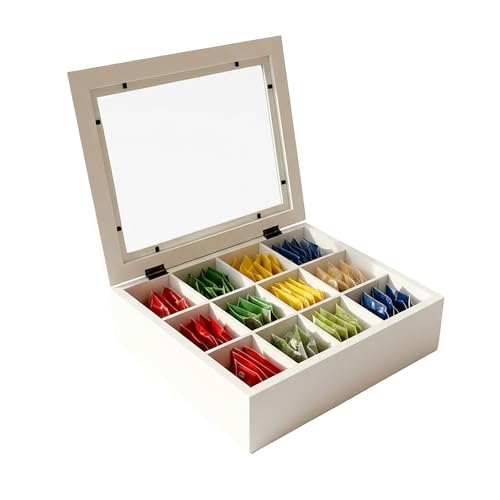 Coffret à thé Relaxdays blanc en bambou pour conserver vos infusions - 2
