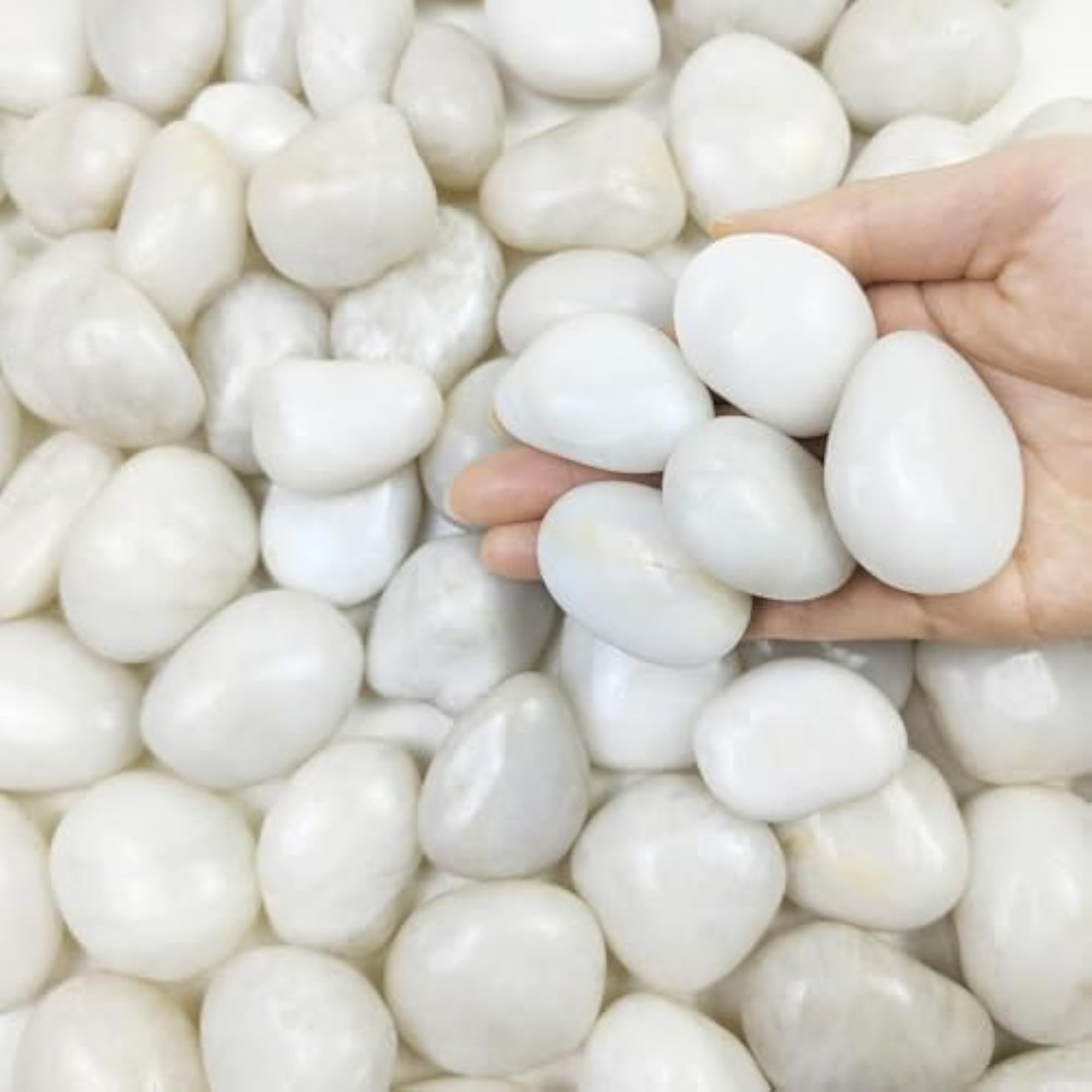 White Polished Stones for Indoor Decorative Pebbles