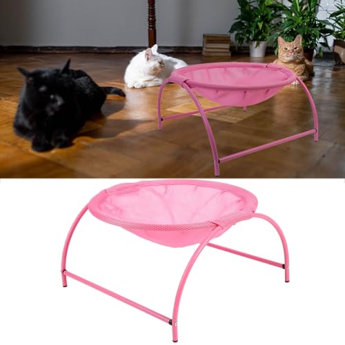 Hamac pour chat en acier inoxydable robuste avec couchage ergonomique rose