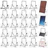 Kenning 24 Pack Adjustable Plate Stands for Display 7.1 Inch Black Metal Foldable Easel Book Display Stands Bulk Decorative Plate Holders for Platter Frame Photo Tabletop Art(Double Corners)