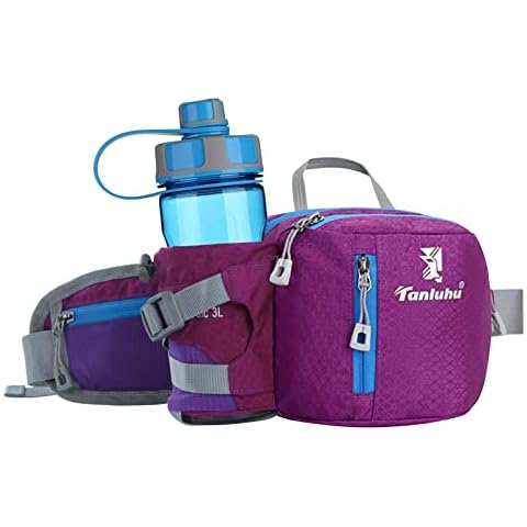 M MUNCASO Hiking Waist Pack Bumbags Waist Bag Waterproof Fanny Packs with Bottle Holder Running Bag for Dog Walking Climbing Camping Travel Cycling Outdoor Sport(Purple) Cover