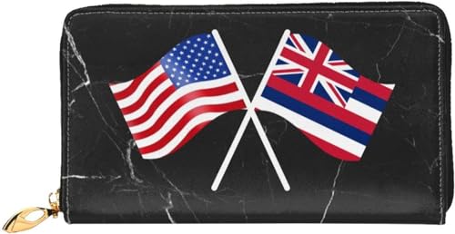 American And Hawaii Flag Wallet Card Bag