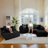 MAXYOYO Modular Sectional Sofa Couch and Chaise Lounge, L Shaped Modern Cloud Couch with Ottoman, Sofa in A Box, Tufted Boneless Sleeper Chair for Living Room, No Assembly Required, Black
