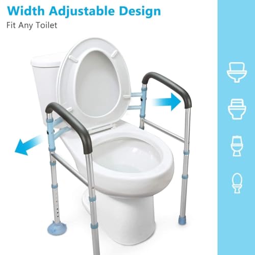 OasisSpace Stand Alone Toilet Safety Rail - Heavy Duty Medical Toilet Safety Frame for Elderly, Handicap and Disabled - Adjustable Bathroom Toilet Handrails, Width Adjustable Design, Fit Any Toilet - Thumbnail 3