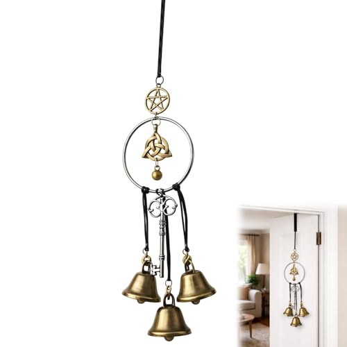 10.33inch Witches Bells for Door Protection, Witch Bells for Door Hanging Decor, Iron Crafted Witch Bells with Natural Elements for Home and Altar Use