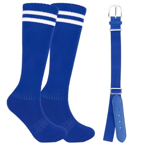 Youth Baseball Soccer Softball Athletic Socks and Waist Belt Over-the-Calf Knee High Tube Socks for Youth Men Women
