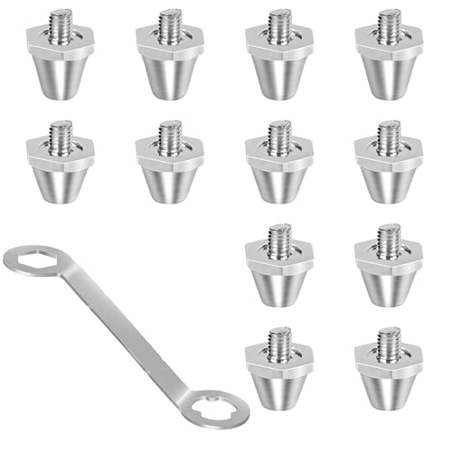 Tacchetti di Ricambio per Scarpe da Calcio, 12 pezzi Scarpe da Calcio, Robusti Tacchetti di Ricambio in Alluminio per Allenamento 2 Misure, 11 mm, 13 mm, con chiave per scarpe da calcio