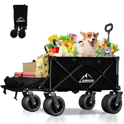 Collapsible Beach Wagon Cart with Big Wheels, 440LBS Upgrade Large