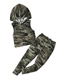 Milumia Girl's 2 Piece Outfits Camo Print Hooded Tank Top and Leggings Clothing Sets