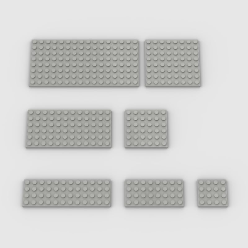 Classic Building Plate Assortment Pack, 50pcs Dark Gray Bulk Plates with 7 Size Building Plate Base Plate, Compatible with Lego Parts and Pieces, Building Bricks, for Most Brands(Color:Dark Gray)