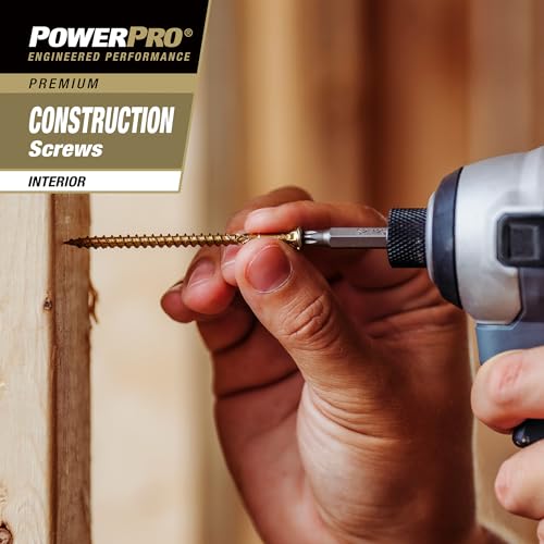 Power Pro 48881 Tornillos para madera, tamaño 9 x 3 pulgadas, Premium Star Drive para gabinetes interiores, Zinc amarillo dorado, 1000 piezas miniatura 5